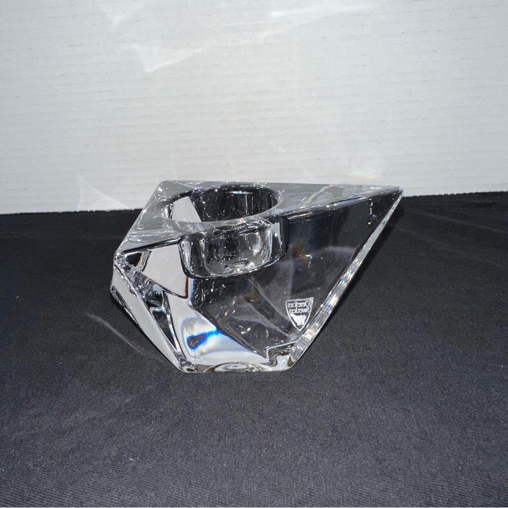 Rare Orrefors Sweden Crystal Diamond Helen Krantz Design Votive Candle Holder